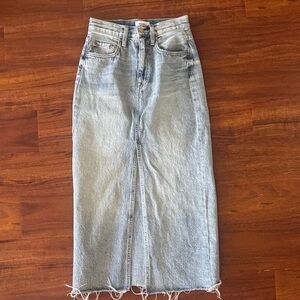 Pistola Alice Midi Light Wash High-Waisted Denim Skirt with Slit Sz 24 like new